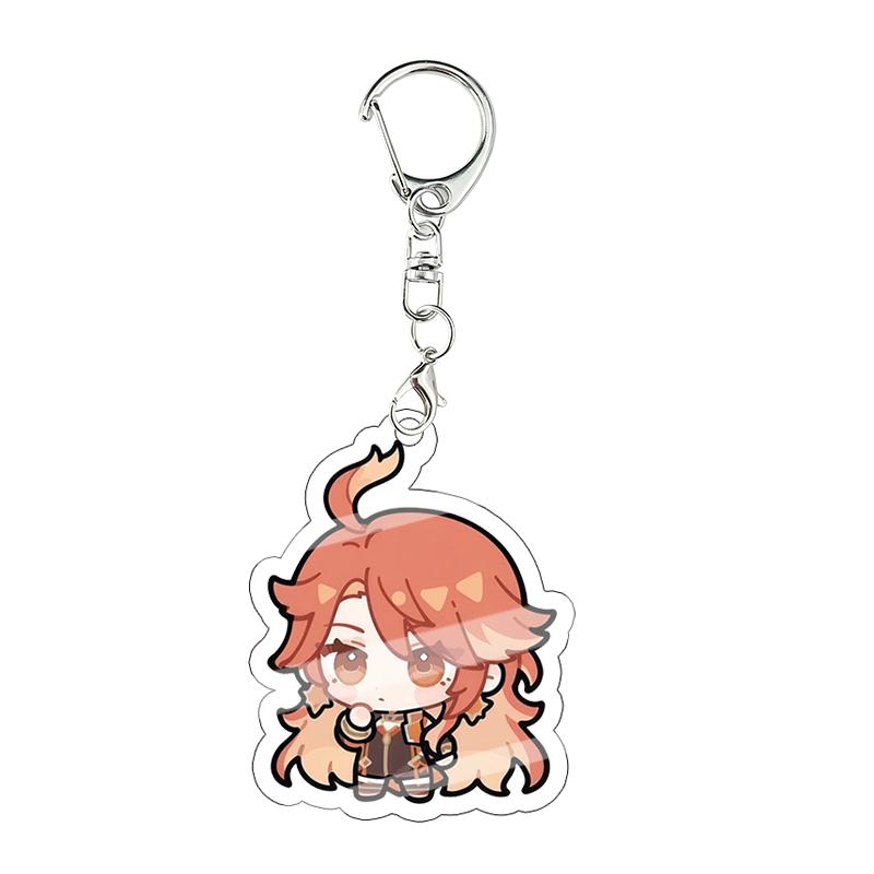 Genshin Impact Kinich Furina Layla Acrylic Keychain Decoration Accessories Pendant Keychain Characters Figure Bag Birthday Gift