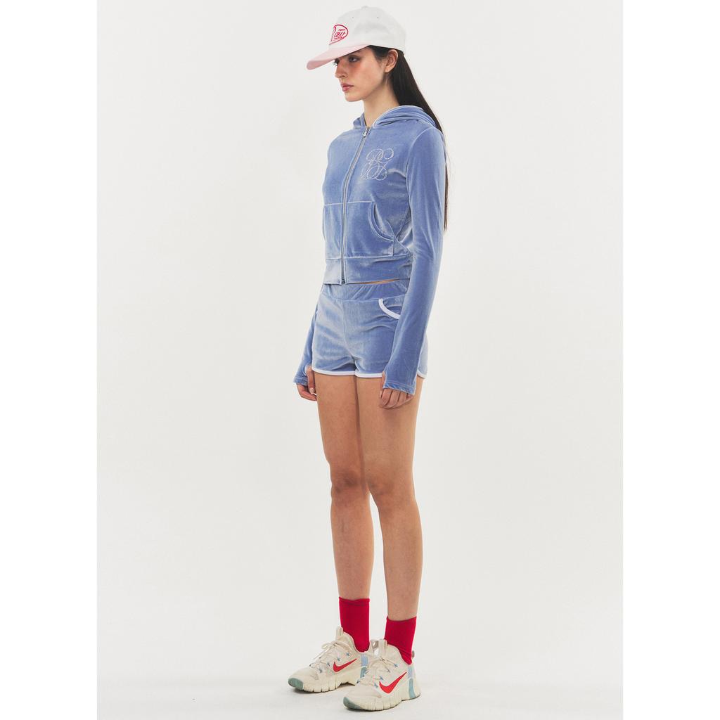 RAWMANTICS Raw Logo Velvet Hot Dolphin Pants Soft Blue