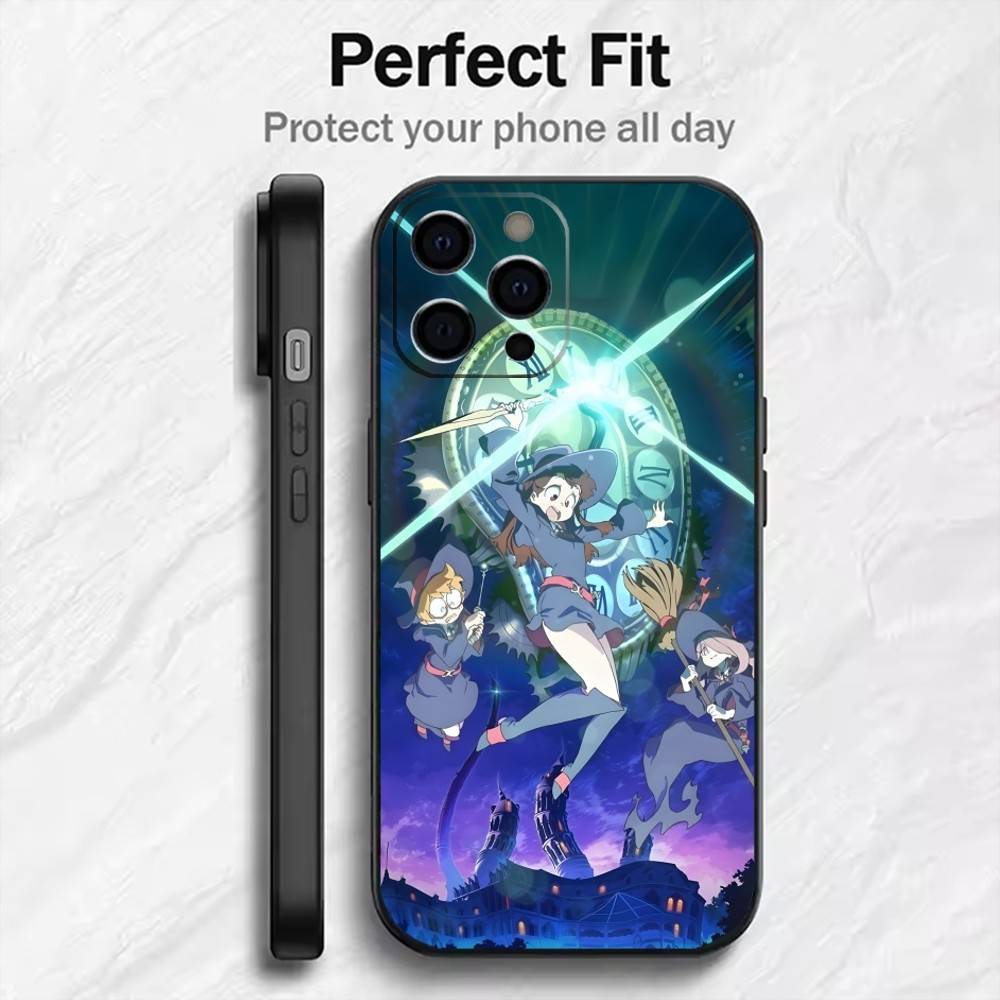 Little W-Witch A-Academia Anime Handyhülle Für iPhone17,16,15,14,13,12 Plus,Max Weiches Silikon Schwarze Hülle