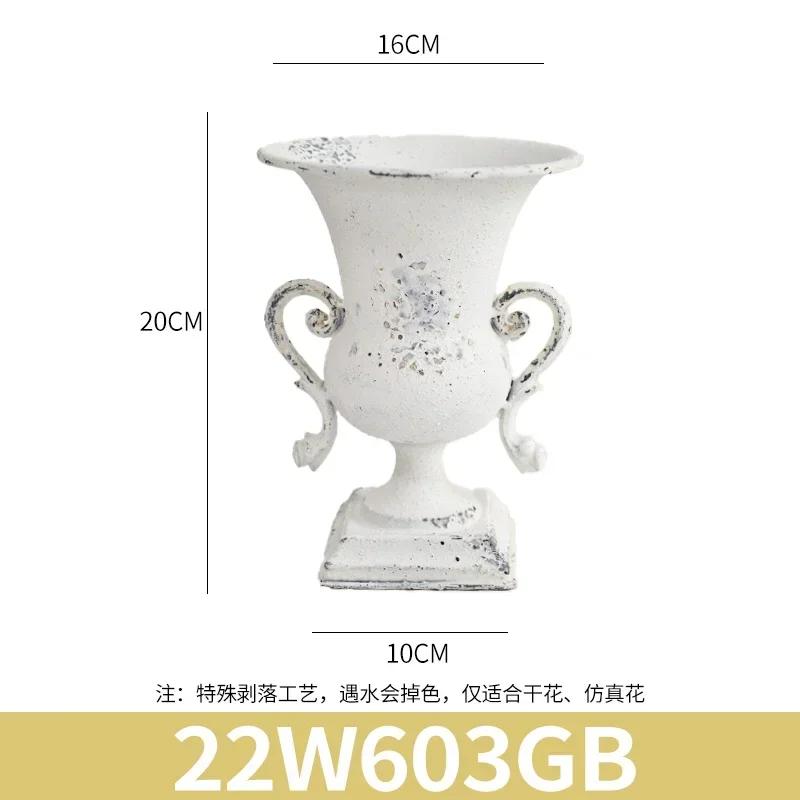 Weiße Retro Klassische Eisenkunst Vase Garten Schreibtisch Simulierte Blumentopf Für Blumenarrangement Hochzeit Feiertag Party Dekorieren