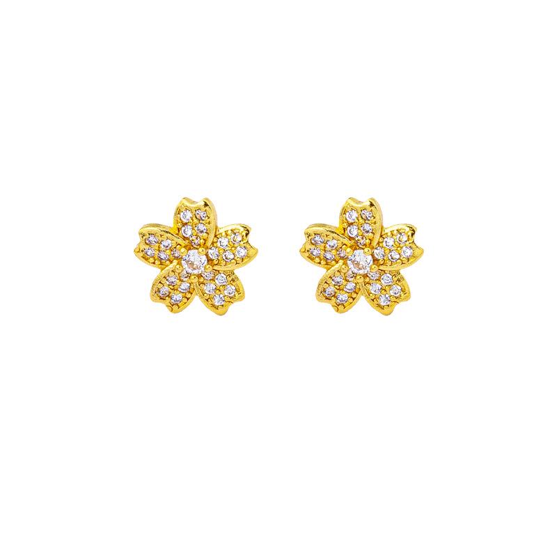 Vietnamese Zircon Star Flower Stud Earrings - Light Luxury Style with Long-lasting Color Retention