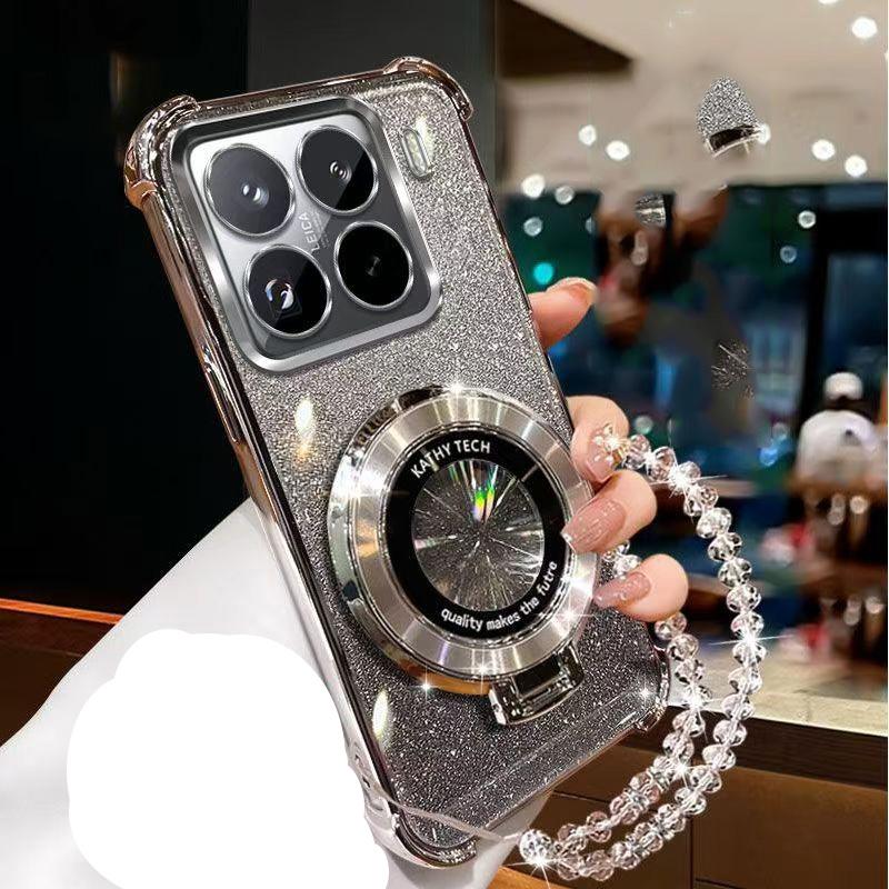 Crystal Bracelet Magnetic Stand Phone Case on For Tecno Spark 40 Pro Plus 40C Spark 20 20C 10 Pro Slirm Glitter Shockproof Cover