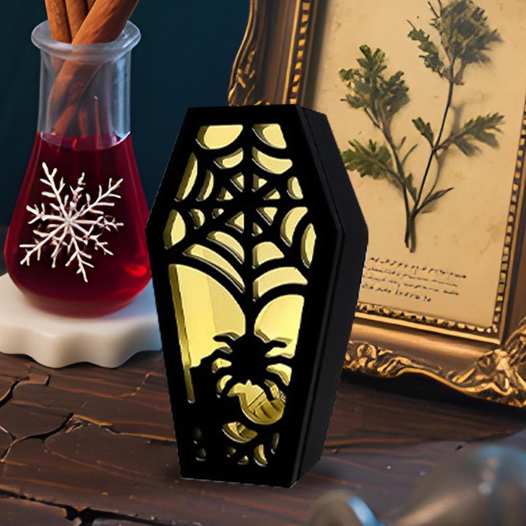 Coffin Silicone Mold Spooky Lamp Shade Mold for Resin Halloween Casting Lampshade Handcraft for Dining Table Bathroom Study