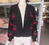 Cherry Embroidered No-Button Knit Cardigan - Autumn/Winter Loose Casual Women's Outerwear