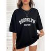 Летняя женская футболка Brooklyn New York с принтом букв, с круглым вырезом, женская винтажная одежда, топы, футболки, повседневная уличная одежда