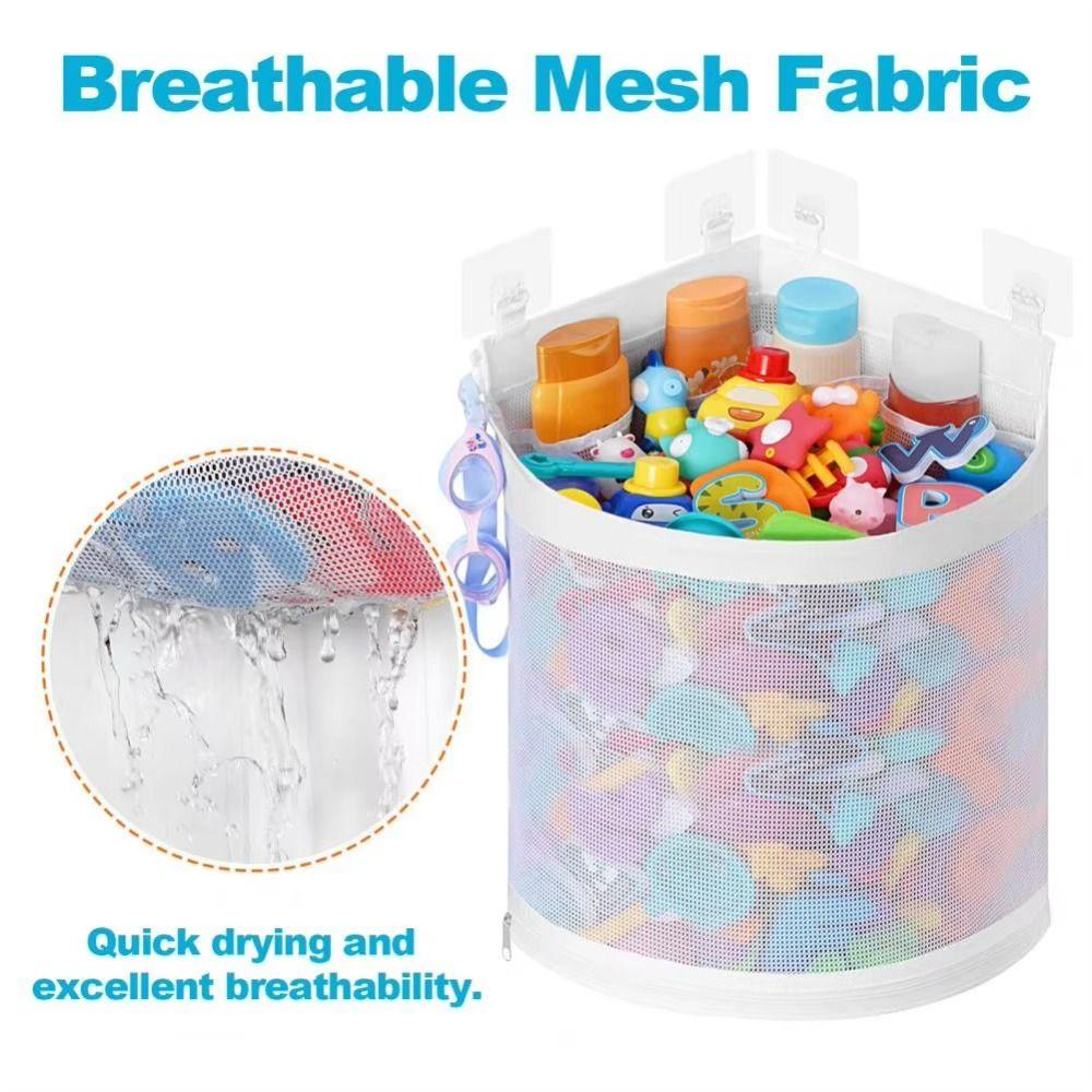 Wall Hanging Baby Bath Mesh Bag Large Capacity Kids Toy Storage Basket