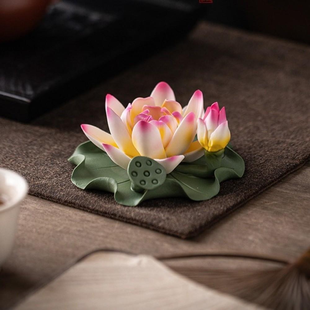 Zen Chinese Style Lotus Tabletop Incense Base Sleep Aid Lotus Censer Holder For Household Aroma