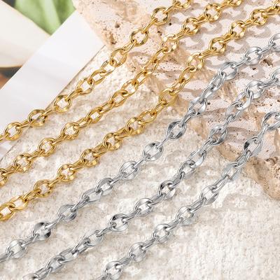 1Meter/Pack 5/6mm Stainless Steel Flat Big Hole Chains for DIY Necklace Making Jewelry Making Findings Bracelet Supplies
