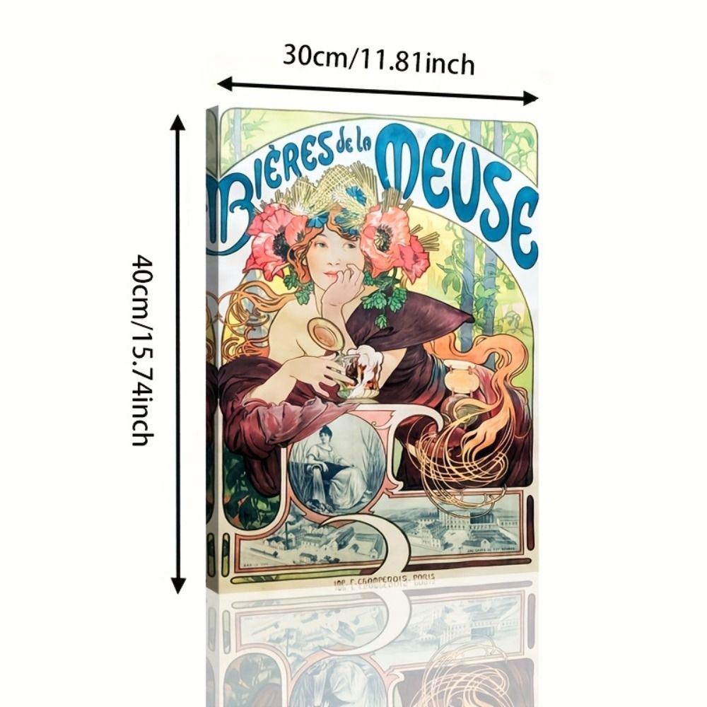 Vintage Art Nouveau Woman Tin Sign Retro Metal Panel Home Bar Cafe Decor