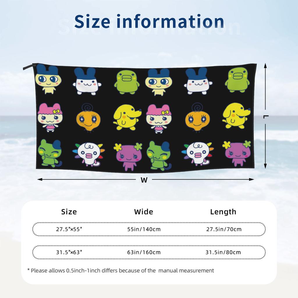 Tamagotchi Set Large Beach Towel Soft Microfiber Quick Dry Absorbent Quick Towels For Bath