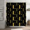 Black Yellow Christmas Trees Shower Curtain with Festive Stars Perfect for Holiday Decorations!