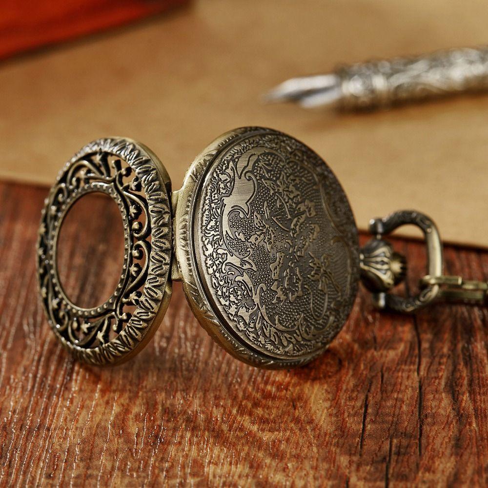 With Chain Necklace Watch Arabic Numerals Dial Pendant Pocket Clock Quartz Pocket Watch Men Women