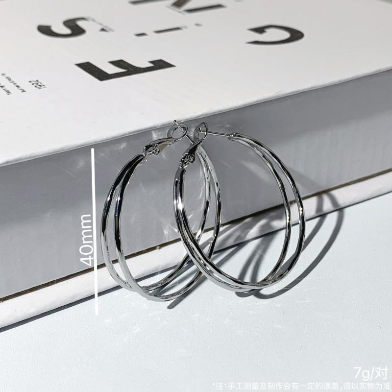 Sterling Double Layer Hoop Earrings Women Minimalist Round Circle Studs Elegant Lightweight Fashion Jewelry
