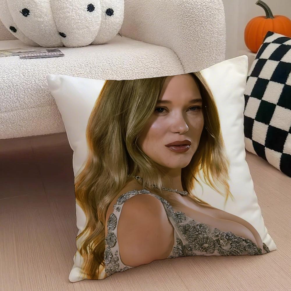 LLea Seydoux Cushion Cover Throw Pillow Cover Hidden Button Durable Polyester Chair Cushion