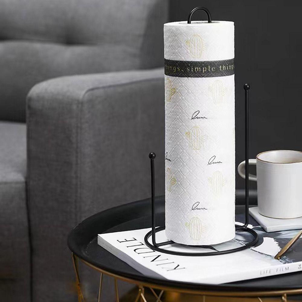 2 Pcs Black/White Paper Towel Rack One-handed Tear Vertical Napkin Holder Tissue Stand  Dining Table