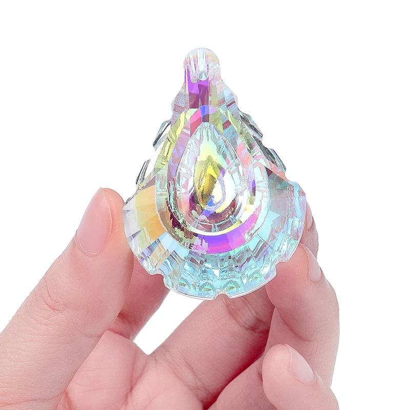 Crystal Glass Prism Pendants AB Color Hanging Suncatcher Accessories Rainbow Maker Ornament Crystal Chandelier Parts 10 Shapes