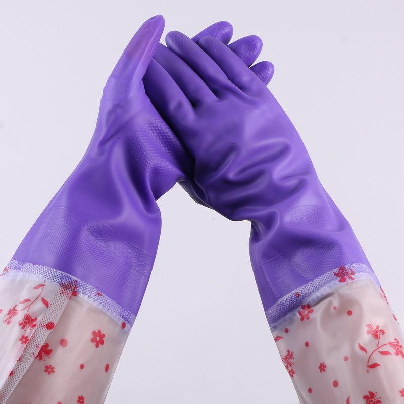 Purple Velvet-Lined Flannel Gloves: Oil-Resistant, Waterproof, Thickened, Warm, Labor Protection