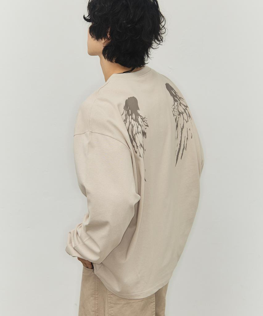 GRAVER [Unisex]Wings Henley Neck Long Sleeve T-Shirt_2 Colors