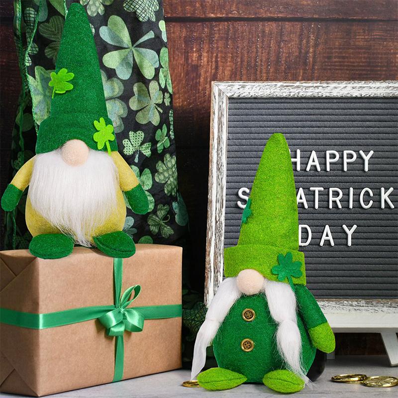 Standing Green Gnome Doll Faceless Doll Dwarf Irish Festival Gift St. Patrick's Day Celebration Ornament Home Holiday Decoration