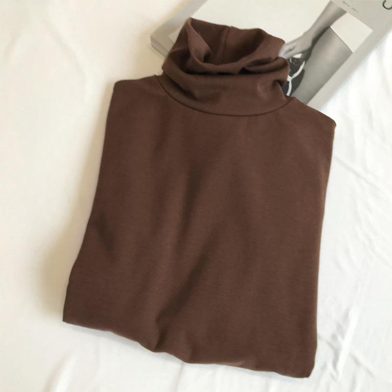 Women's Long Sleeved T-shirt with High Collar Velvet Base