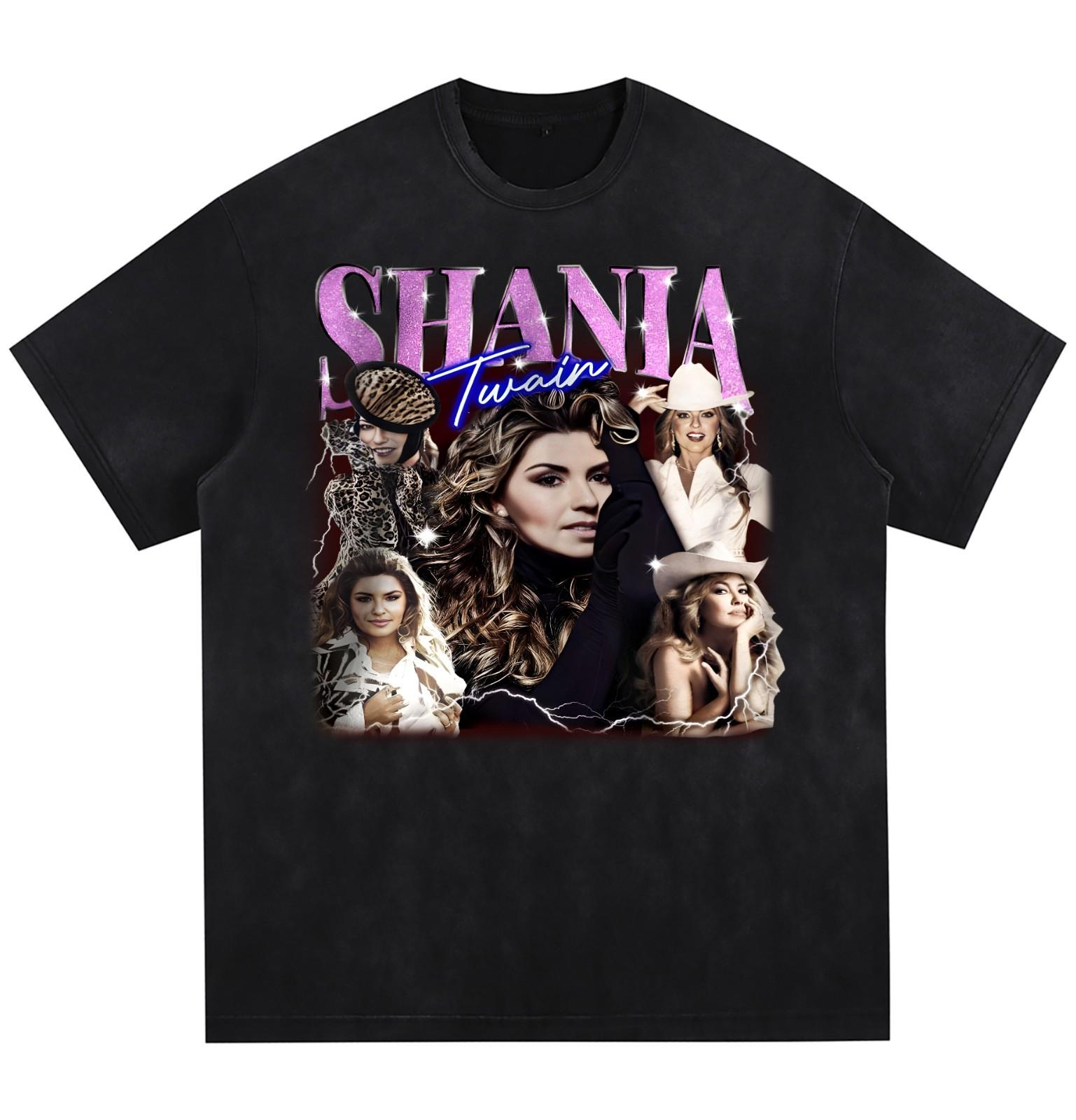 [ACID WASHED FRAYED] Shania Twain Merch T-Shirt - Classic Designs from Shania Sh XL