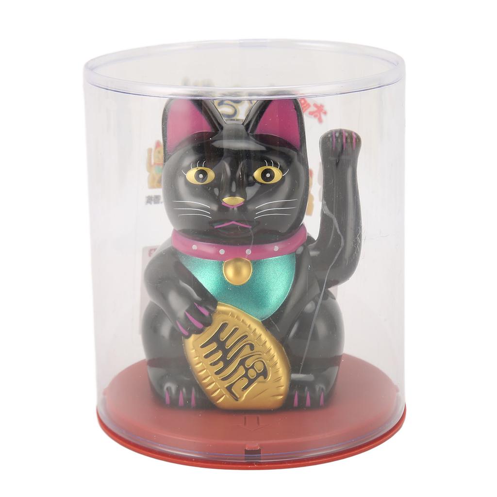 4in Solar Lucky Fortune Cat with Waving Arm Solar Powered Feng Shui Lucky Cats Lucky Beckoning
