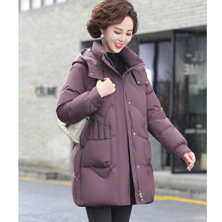 

Mom Winter Down Jacket Long Thick Hooded Coat Plus Size Winter Middle-aged and Elderly Women Warm Fashion Cotton-padded Jacket. 4XL