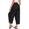 Damen lockere lässige elastische Bundzug-Hosen mit Taschen, leichte entspannte Hose für den Alltag