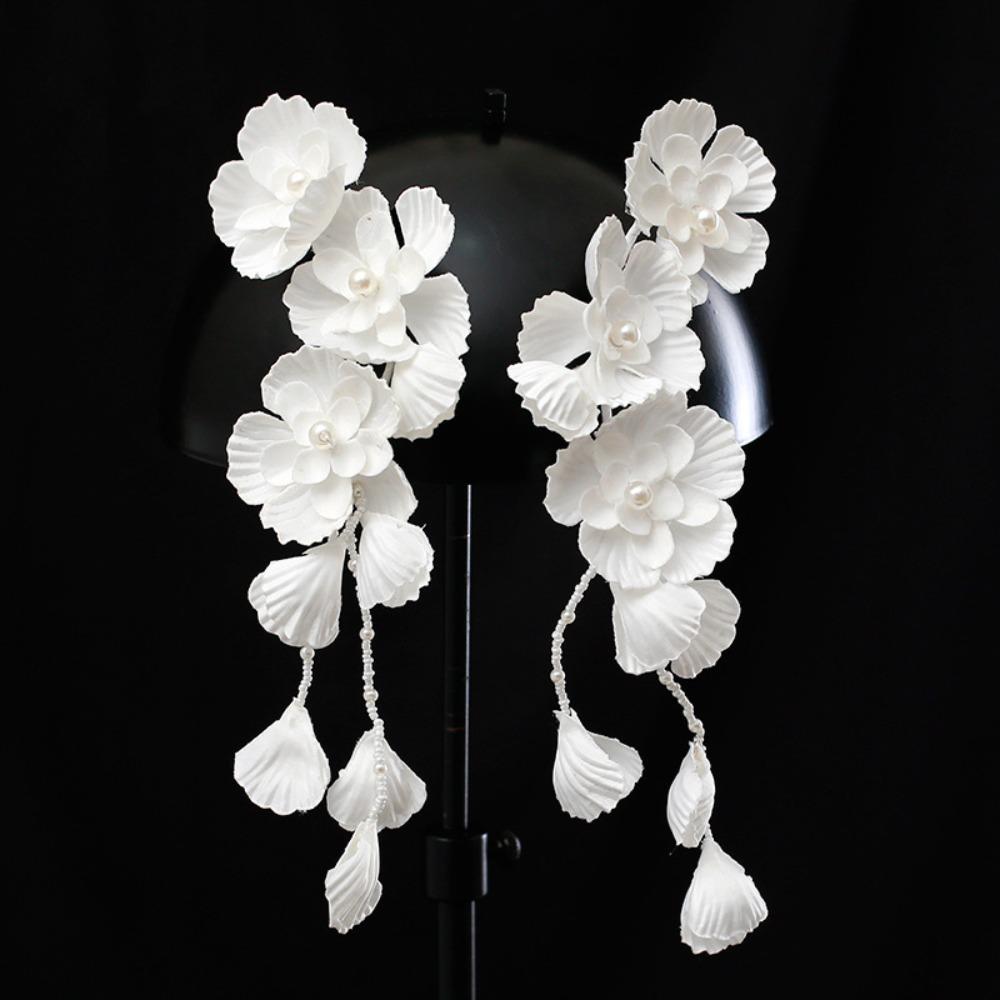 

White Bridal Headwear Handmade Wedding Headwear Fashion Bridal Headdress Hair Jewelry 1 Pair