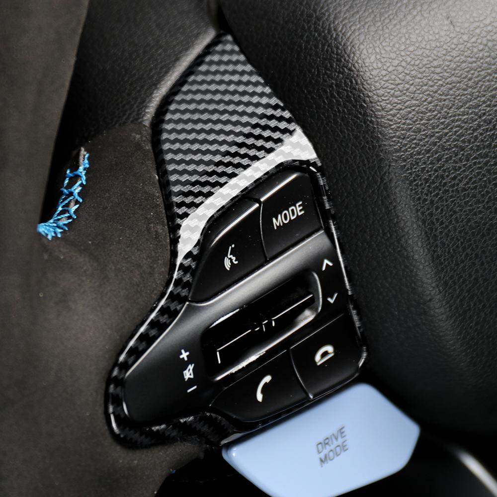 For Hyundai Veloster N 2019-2023 Kona N I30N Carbon Fiber Style Car Steering Wheel Frame Cover Trim Interior Accessories LHD/RHD