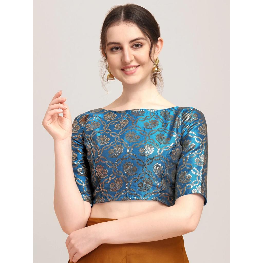 Indian Pakistani Designer Choli Women's Party Wear Ready Made Jacquard Blouse