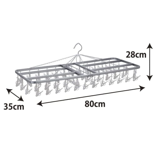 Nishida Corner Hanger ZG-54S with 54 Clothes Clips, NST2, Made In Japan, 222714, White, 80cm Wide X 35cm Deep X 28cm High