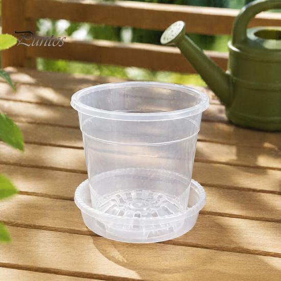 Breathable Plant Pots for Rootlets Clear Plastic Orchid Pot with Saucer, Drainage Holes, Ventilated Flower Rose, Phalaenopsis, Seedings Containers