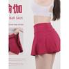 New Arrival Yoga Tennis Skirt Women's High Waist Slim Looking Sports Training Skirt Fake Two-Piece Fashion Tape Half-Length Pleated Skirt