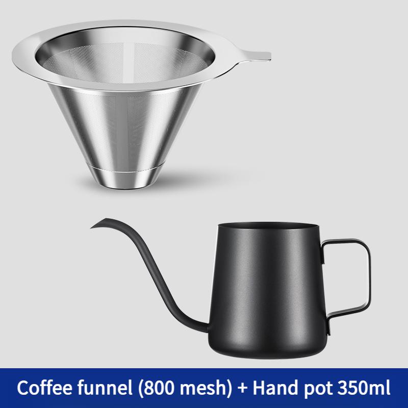 800 mesh kávový filtr z nerezové oceli s dvojitou vrstvou, kávový trychtýř, domácí filtr, bezpapírová sada ručních kávových zařízení