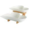 Double-layer Ceramic Fruit Bowl Snacks Plates Dessert Storage Display Tray Cake Stand  Wood Plate Household Soy Sauce Dish