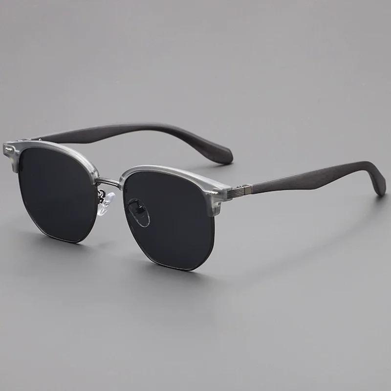 Trendy Wood Grain Polarized Sunglasses Small Face Anti-Uv Retro Style For Men And Women