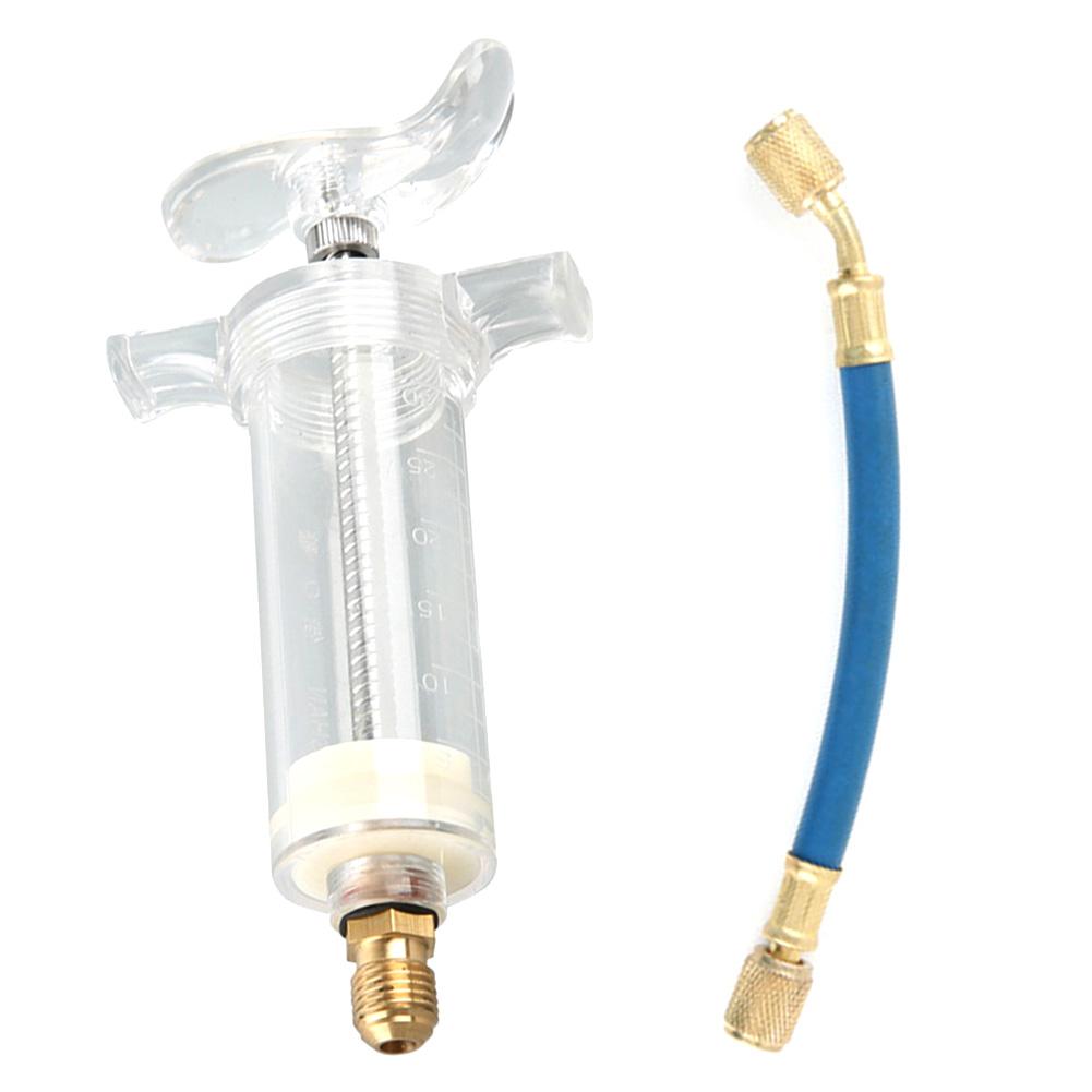Auto Compressor Oil Dye Injector with R-134A Low Side Quick Coupler Adapter 1/4 SAE Air Conditioning Auto Oiler Injection 30ml