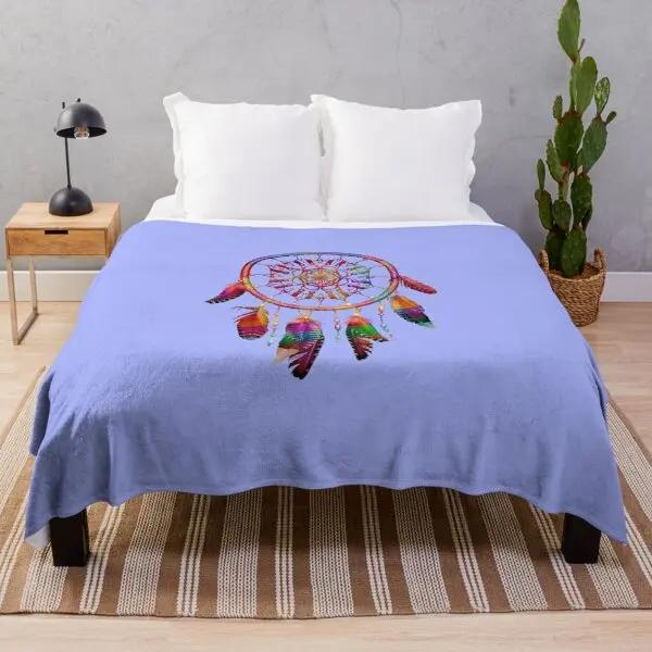 Colorful Dreamcatcher Bohemian Super Soft Fleece Throw Blanket Lightweight All Season Warm King Queen Size Blanket Lightweight