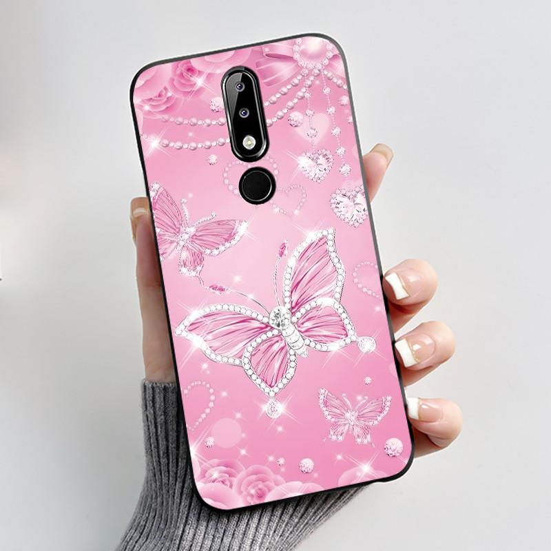 Silicone Case For Nokia X5 X6 5.1 Plus 6.1 Plus Phone Case Luxury Fashion Butterfly Flowers Soft Slim Black Jelly Cover Casing