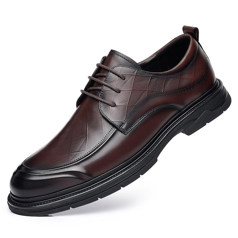 Leather Shoes Men's 2025 Autumn New Lace-up Formal Men's Shoes British Style Groom Wedding Shoes 2025