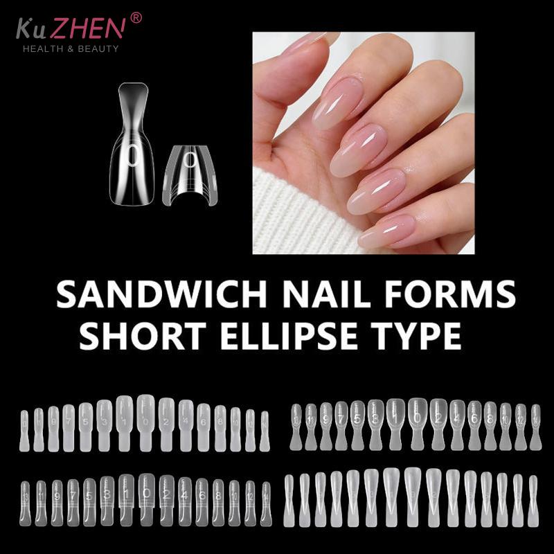 Sandwich Dual Nail Forms Trapezoidal Oval Nail Extension Forms 240pcs/Box Top & Bottom Form For Quick Diy Nail Extensions Salon
