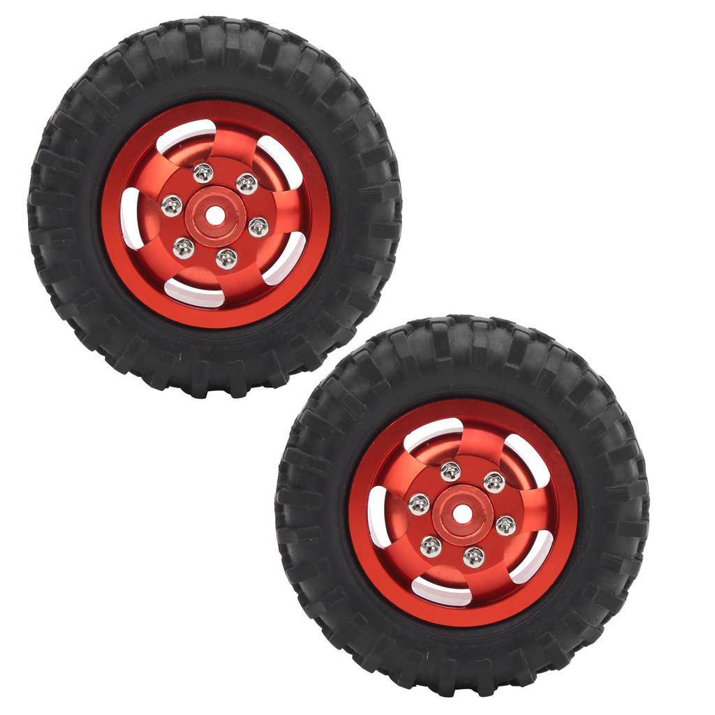 2Pcs Truck Wheel Rubber Tire 55mm Dia Aluminium Alloy Fit for WPL D12 110 RC CarRed