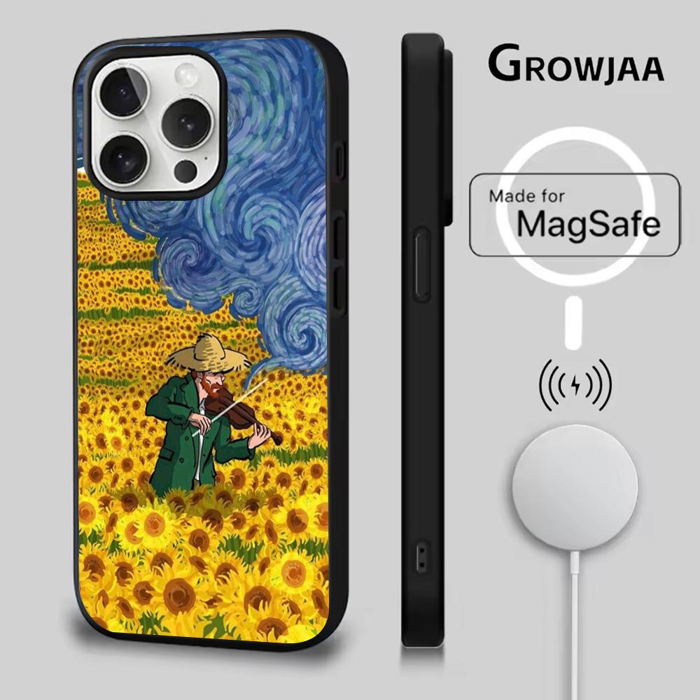 Van G-Gogh Art Sunflower Phone Case For iPhone 16e,16,15,14,13,12,11,Plus,Pro,Max,Mini Magsafe Magnetic Wireless Charging