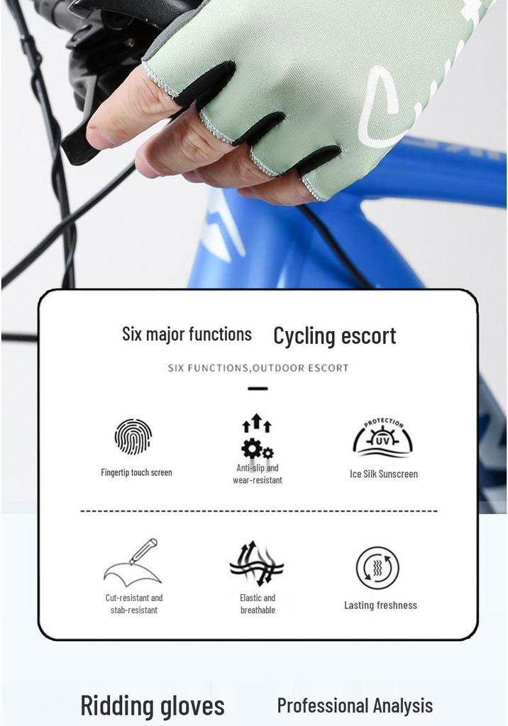 Unisex Half-Finger Cycling Gloves – Non-Slip, Shock Absorbing, Sun Protection for Mountain and Road Biking.