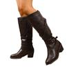 Vintage Cross Belt Buckle Mid-heel Knight Boots Women's New Fall 2025 Plus-size High Boots