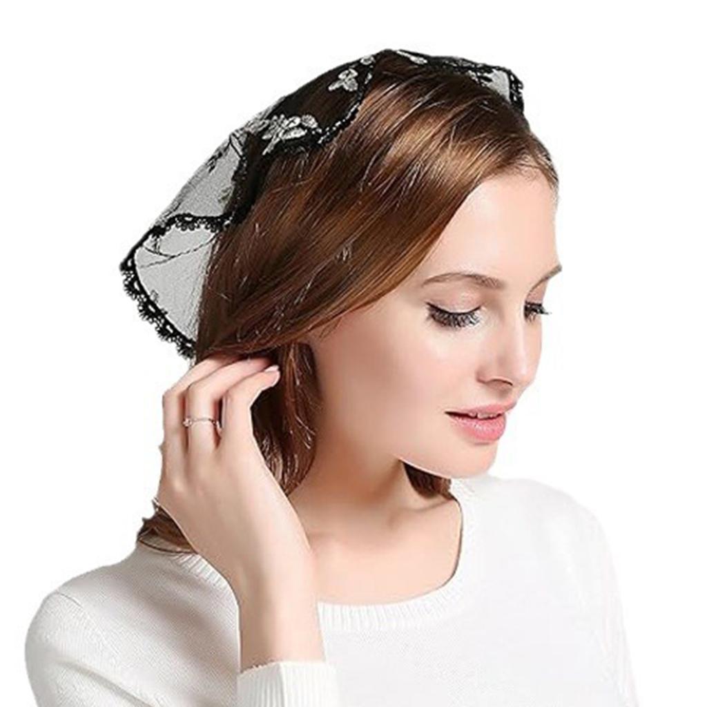 Chapel Headcoverimg Mantilla Headpiece Church Cap Veil Embroidery Mesh Church Veil Chapel Veil Head Covering