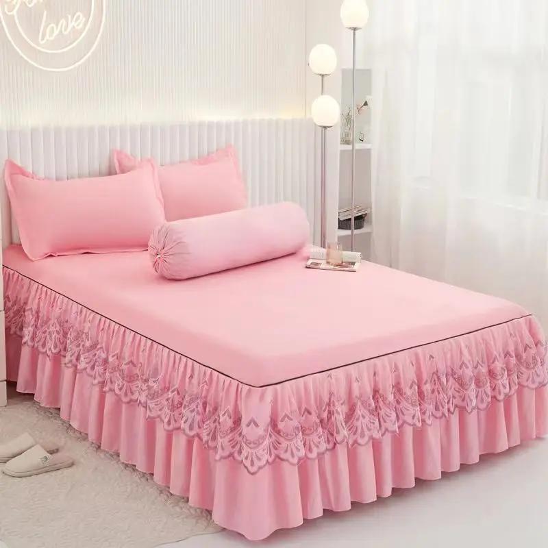 Bed Dress Lace Set Lace Skirt Bedspread Home Textile Solid Bed Skirt Bedroom Coverlets Bedspreads Sheets Dust Cover Bedding