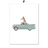 Cartoon Auto Giraffe Elefant Affe Bär Wand Kunst Leinwand Malerei Nordic Poster Und Drucke Tier Wand Bilder Kinderzimmer Dekor