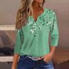 Women's Fashion Casual Seven Split Sleeve Burst Vintage Floral Print Pullover Top
